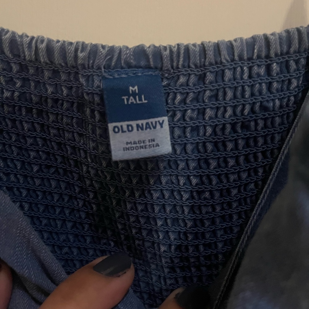 Denim jumpsuit old navy med tall for longer torso crop length